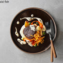Axyaa Ceramic Plate Round Flat Breakfast Dessert Steak Sashimi Molecular Cuisine Tableware