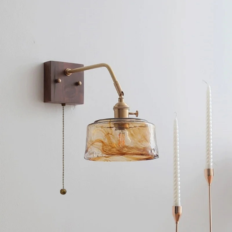 Axyaa LED Wall Sconce Pull Chain Switch Modern Style Nordic Mirror Light Fixtures