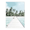 Axyaa Seascape Canvas Painting: Beach Coconut Tree Wall Art Print for Living Room