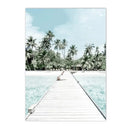 Axyaa Seascape Canvas Painting: Beach Coconut Tree Wall Art Print for Living Room