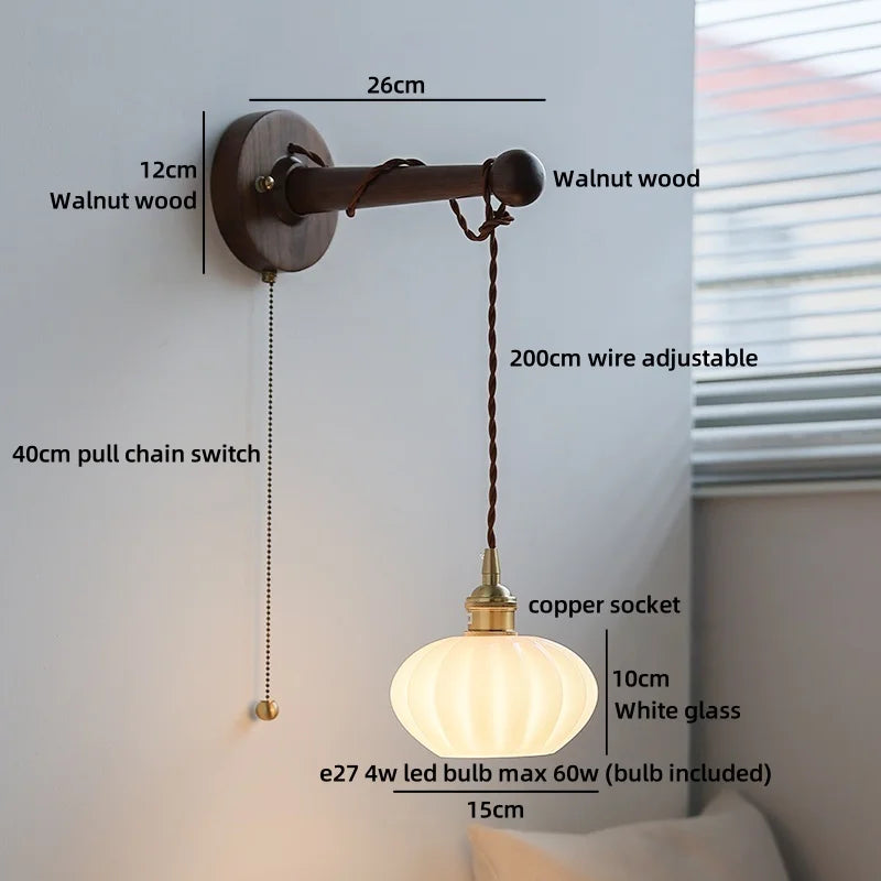 Axyaa White Pumpkin Glass LED Wall Light for Home Lighting Fixture