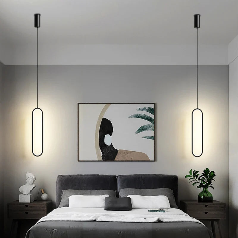 Axyaa Black Ring LED Pendant Light - Modern Nordic Luxury Chandelier