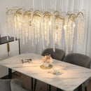 Axyaa Gold Glass LED Crystal Chandeliers for Elegant Dining Room Decor