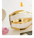 Axyaa Gold Ceramic Vases with Water-based Rose Arrangements, Elegant Décor for Dining & Living Rooms