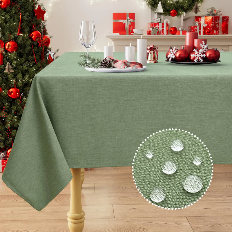 Axyaa Faux Linen Waterproof Tablecloth for Kitchen Dining.