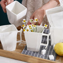 Axyaa Flora 6-Piece 11.5 OZ Ivory White Porcelain Square Mugs - Set of 6