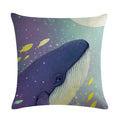 Whale Print Linen Pillowcase for Home and Office Decor by Axyaa