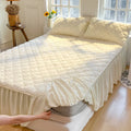 Axyaa Rabbit Velvet Bed Skirt - Simple Solid Color, Double Spell, Autumn and Winter