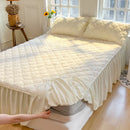 Axyaa Rabbit Velvet Bed Skirt - Simple Solid Color, Double Spell, Autumn and Winter