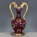 Axyaa Song Dynasty Gilded Gemstone Double Dragon Vase for Home Living Room Decor