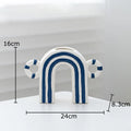 Axyaa Blue & White Stripes Ceramic Vase with Artificial Flowers for Aesthetic Room Decor