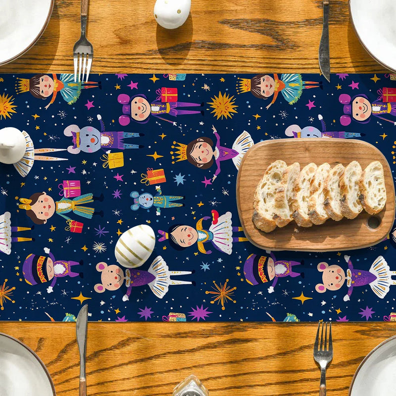 Axyaa Christmas Cartoon Table Runner Farmhouse Decor for Dining Table