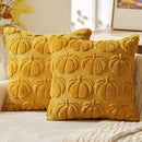 Axyaa Fall Pumpkin Plush Pillow Covers 45x45CM - Autumn Decorative Yellow Throw Case