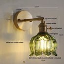 Axyaa Copper Glass LED Wall Light Sconce Rotate Pull Chain Switch Nordic Modern
