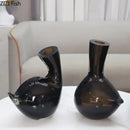 Axyaa Glass Vase Fine Bottle Mouth Flower Pot Arrangement Floral Desk Decoration