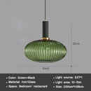 Axyaa Striped Glass Lantern Chandelier LED Pendant Lights for Dining Room Kitchen