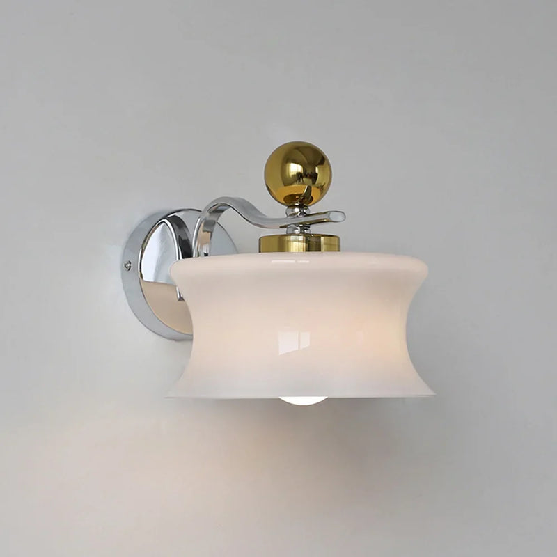 Axya Beige Glass Wall Lamp for Elegant Living Room Ambiance