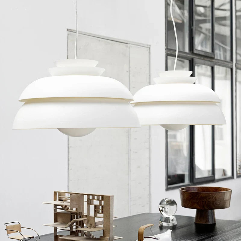 Axya White Round Pendant Lamp: Nordic Design, Creative and Stylish Lighting for Restaurant