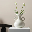 Axyaa Retro Teapot Ceramic Vase Double-eared Flowerpot Home Decoration