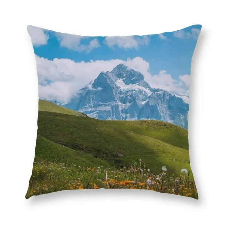 Axyaa Blue Sky Grassland Cushion Cover 45x45cm for Home Decor and Comfort