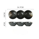 Axyaa Triple Grid Ceramic Sauce Bowl for Hot Pot Sushi Barbecue Tableware