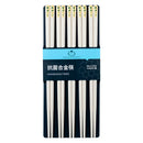 Axyaa White Metal Alloy Chopsticks Set - 5 Pairs Reusable Japanese Chinese Korean Tableware