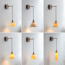 Axyaa Modern LED Ceramic Wall Sconce with Wooden Base for Bedroom and Living Room