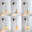 Axyaa Modern LED Ceramic Wall Lamp Sconce with Wooden Base for Bedroom & Living Room