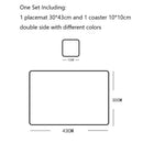 Axyaa Pink Grey Double-Layer Placemats and Coasters Set - Non-Slip, Oil Resistant