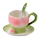 Axyaa 3D Camellia Ceramic Coffee Mug Set