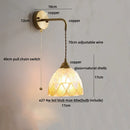 Axyaa Amber Glass LED Wall Lamp with Pull Chain Switch