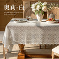 Axyaa Lace Tablecloth - White Retro French Cover for Tables