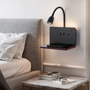 Axyaa Rotatable Wooden Wall Lamp with Wireless Charging & USB Socket