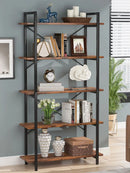 Axyaa Industrial 5-Tier Bookshelf with Metal Frame, Rustic Tall Bookcase for Living Room