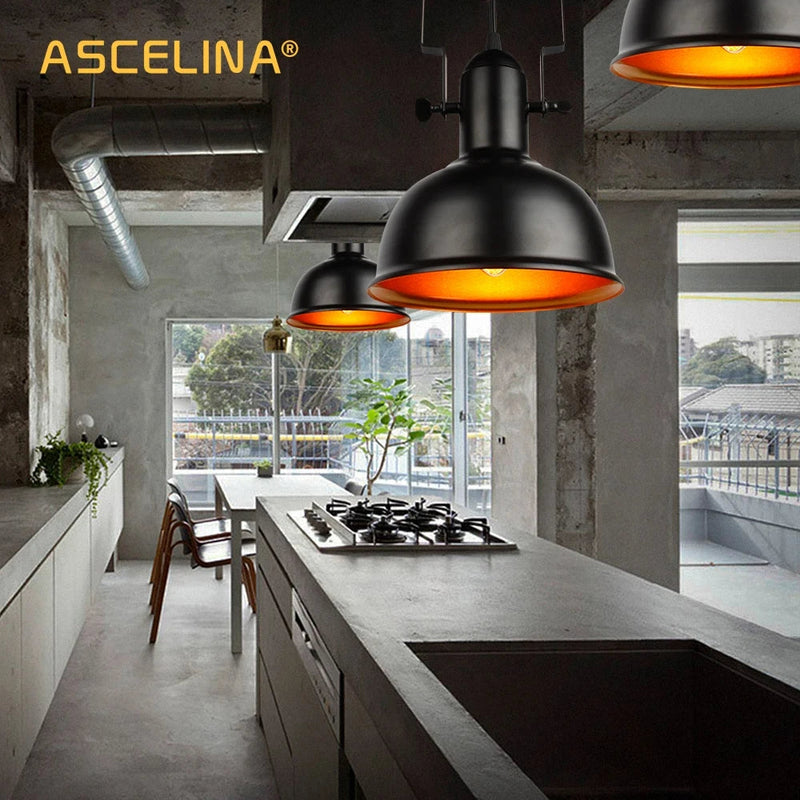 Axyaa Industrial Pendant Light: Retro Iron Hanging Lamp for Home Decor
