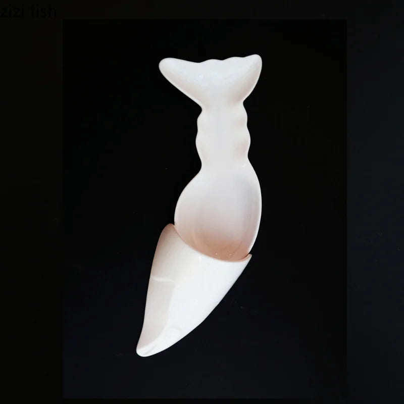 Axya Shrimp Ceramic Dinner Plate White Serving Dessert Snack Tray Decorative Tableware