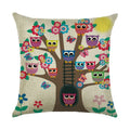 Axyaa Cartoon Pattern Linen Pillowcase - Home Sofa Decorative Cushion Cover