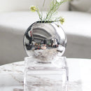 Axyaa Silver Geometric Ball Vase for Home Decoration and Floral Arrangements