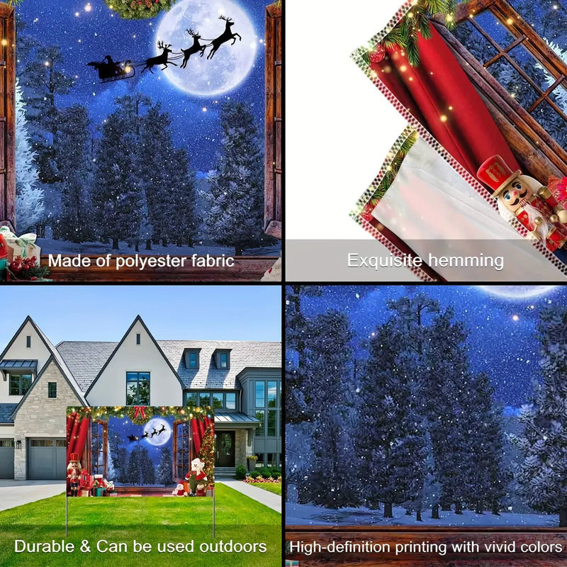 Winter Moon Night Santa Claus Forest Tree Blanket for Home & Outdoor by Axyaa