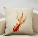 Axyaa Goldfish Linen Cushion Cover 45x45cm for Sofa, Living Room Decoration