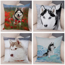 Axyaa Siberian Husky Pet Sofa Cushion Cover - Cute Dog Print Pillowcase