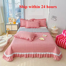 Axyaa Kapok Twill Bed Cover Set with Lace Trim and Pillowcases