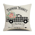 Axyaa Spring Flowers Linen Pillowcase: Bike Truck Print Cushion Cover 45x45CM