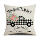 Axyaa Spring Flowers Linen Pillowcase: Bike Truck Print Cushion Cover 45x45CM