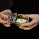 Axyaa Glass Bowl with Lid: Creative Irregular Shaped Restaurant Tableware for Molecular Cuisine