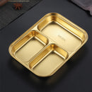 Axyaa Stainless Steel Divided Tray Dinner Plates for Food Service and Home Organization