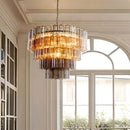 Axyaa Smokey Gray Glass Hanging Chandeliers for Dining Living Room Loft Bedroom