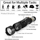 Axya Mini LED Flashlight - Portable Pocket Emergency Torch, Zoomable Small 14500/18650