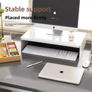 Axyaa Bamboo Drawer Monitor Stand Riser - White, Ergonomic Desk Organizer with Storage