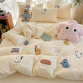 Axyaa Animal Paradise Embroidery 4-Piece Cotton Towel & Bedding Set for Home and Dorm